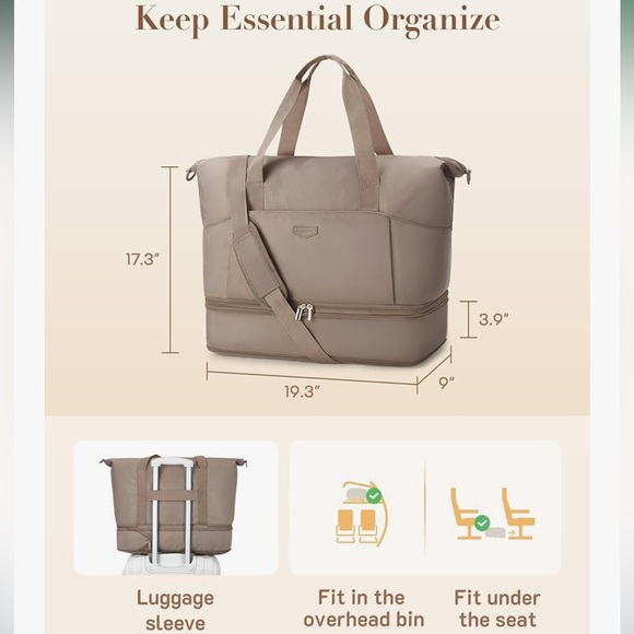 *New* Weekender/Expandable/Foldie Travel Bag/Duffel/Carry-On - Camel - Picture 2 of 8